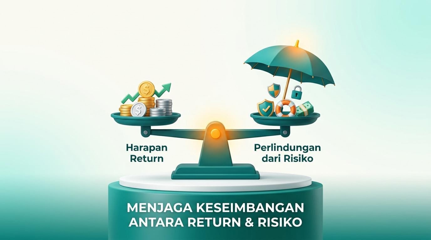 Timbangan sederhana yang menggambarkan keseimbangan dalam memahami risiko investasi